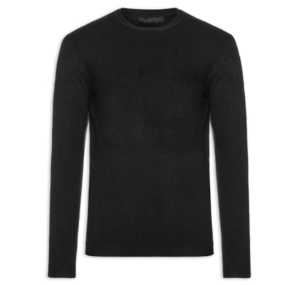 Suéter Masculino Gola Redonda Toque Macio - Preto