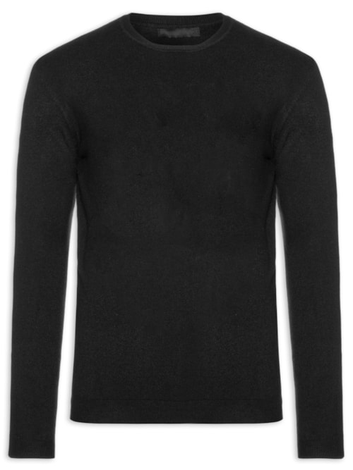 Suéter Masculino Gola Redonda Toque Macio - Preto