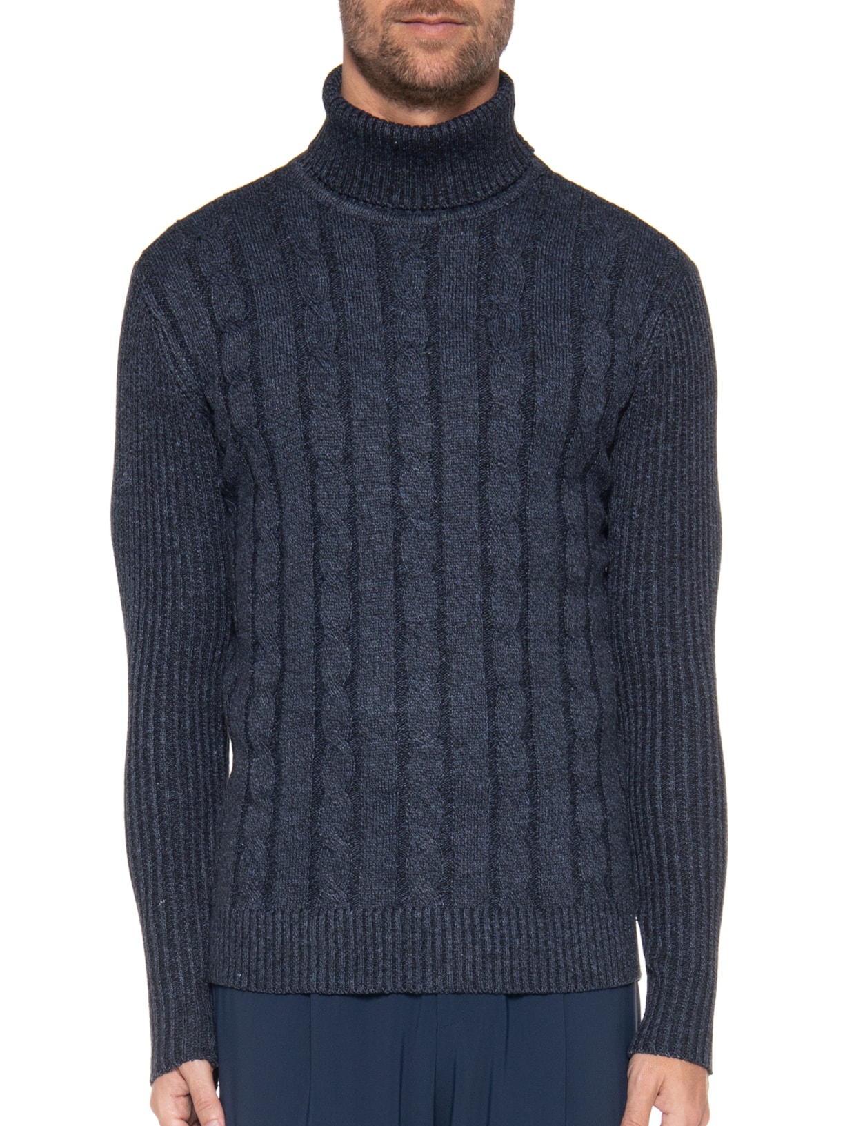 Suéter Masculino Gola Rulê Azul '2 Essential