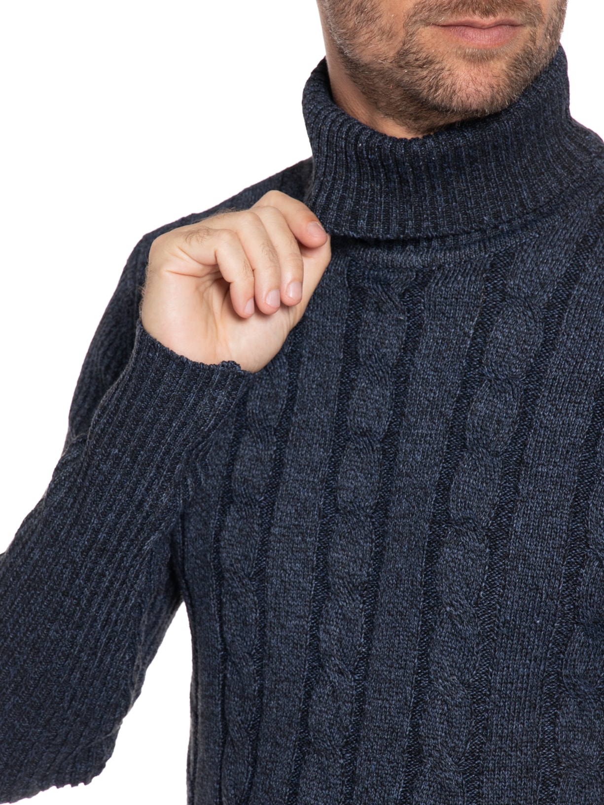 Suéter Masculino Gola Rulê Azul '2 Essential