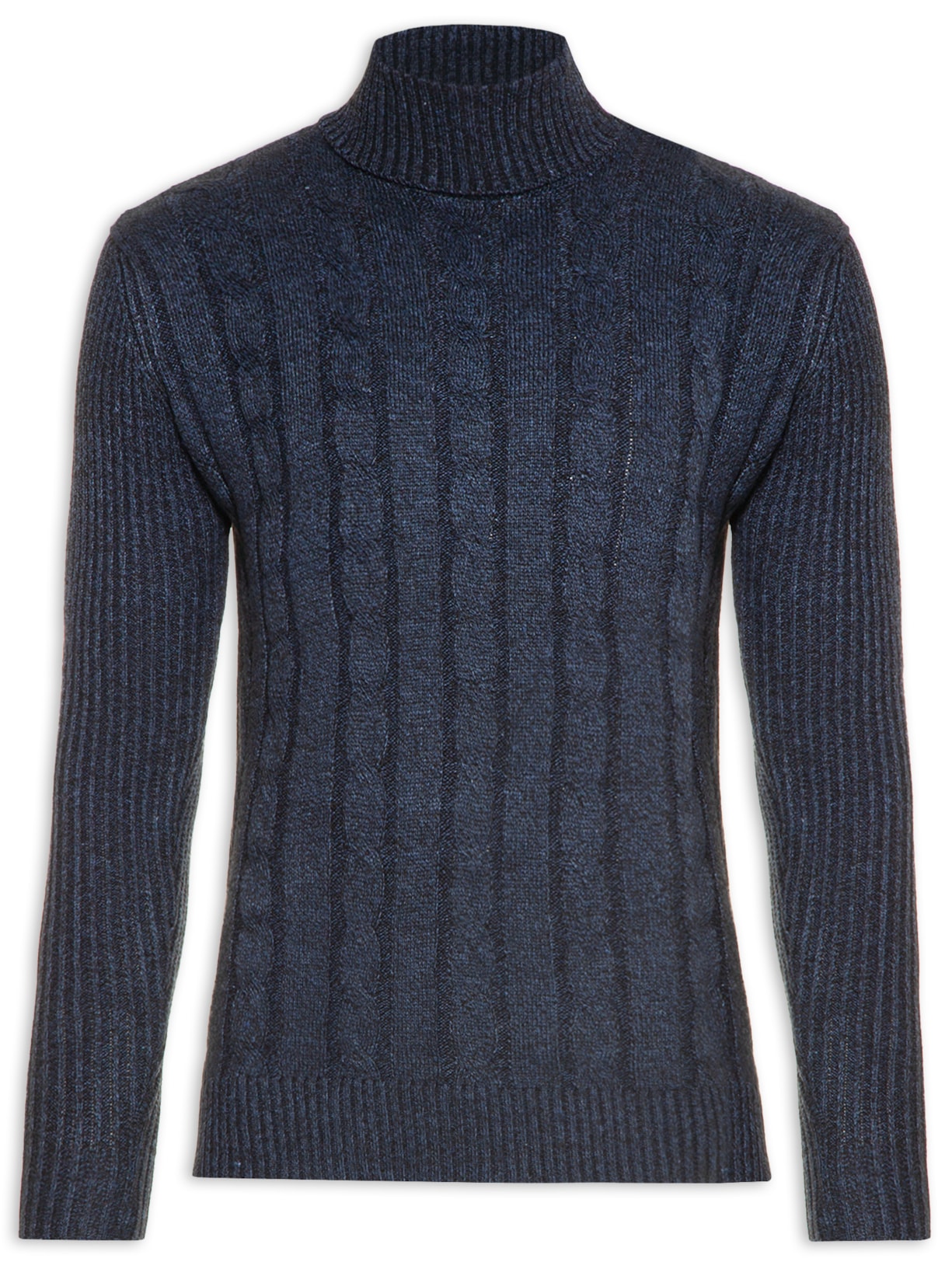 Suéter Masculino Gola Rulê Azul '2 Essential