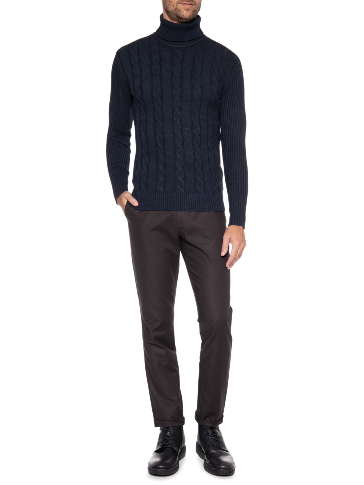 Suéter Masculino Gola Rulê Azul '2 Essential