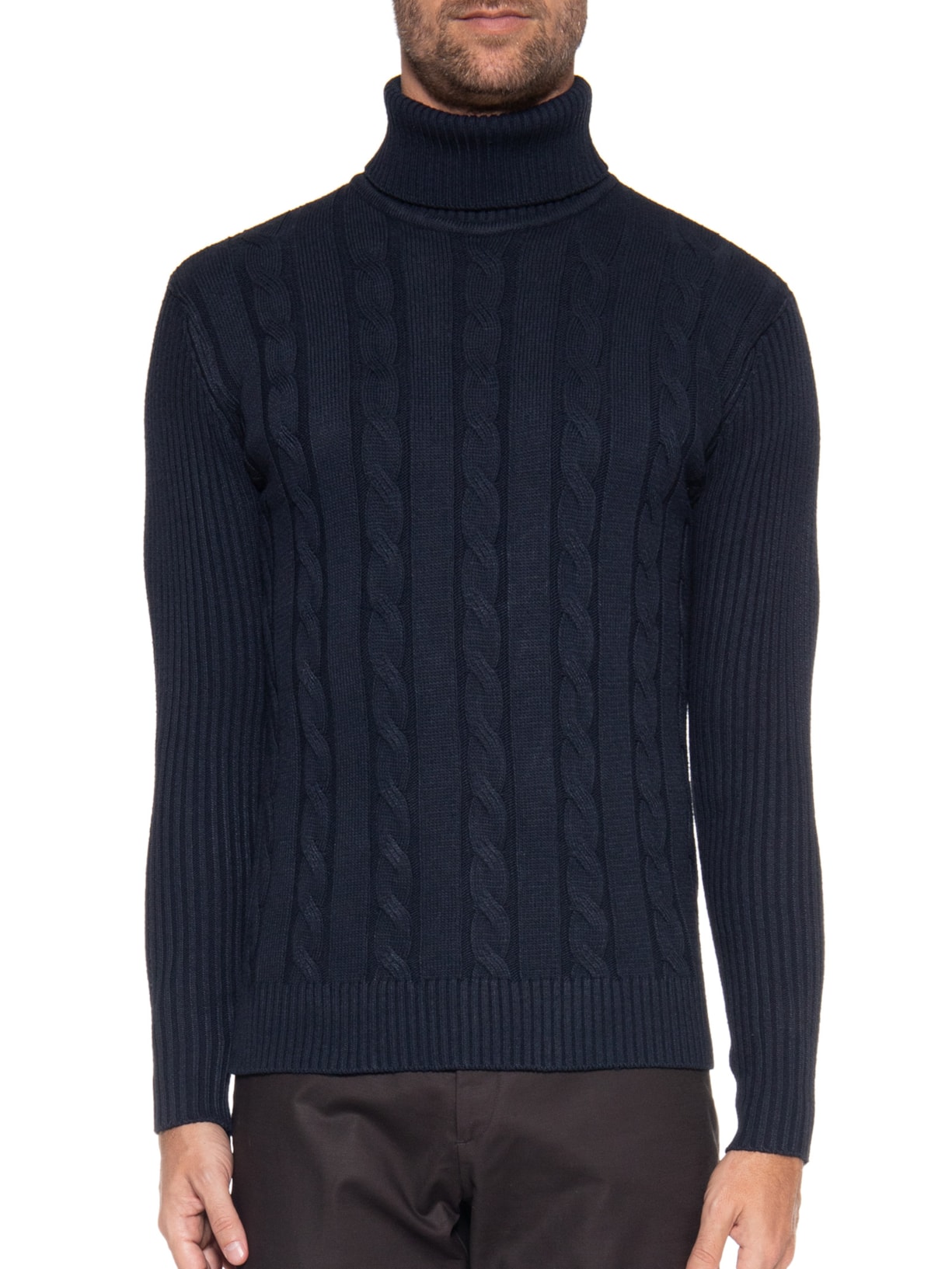 Suéter Masculino Gola Rulê Azul '2 Essential