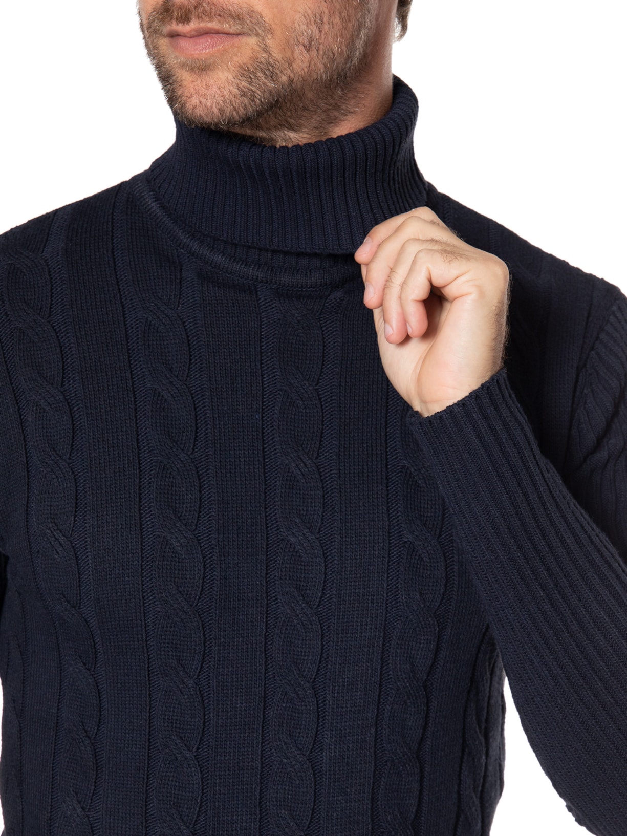 Suéter Masculino Gola Rulê Azul '2 Essential