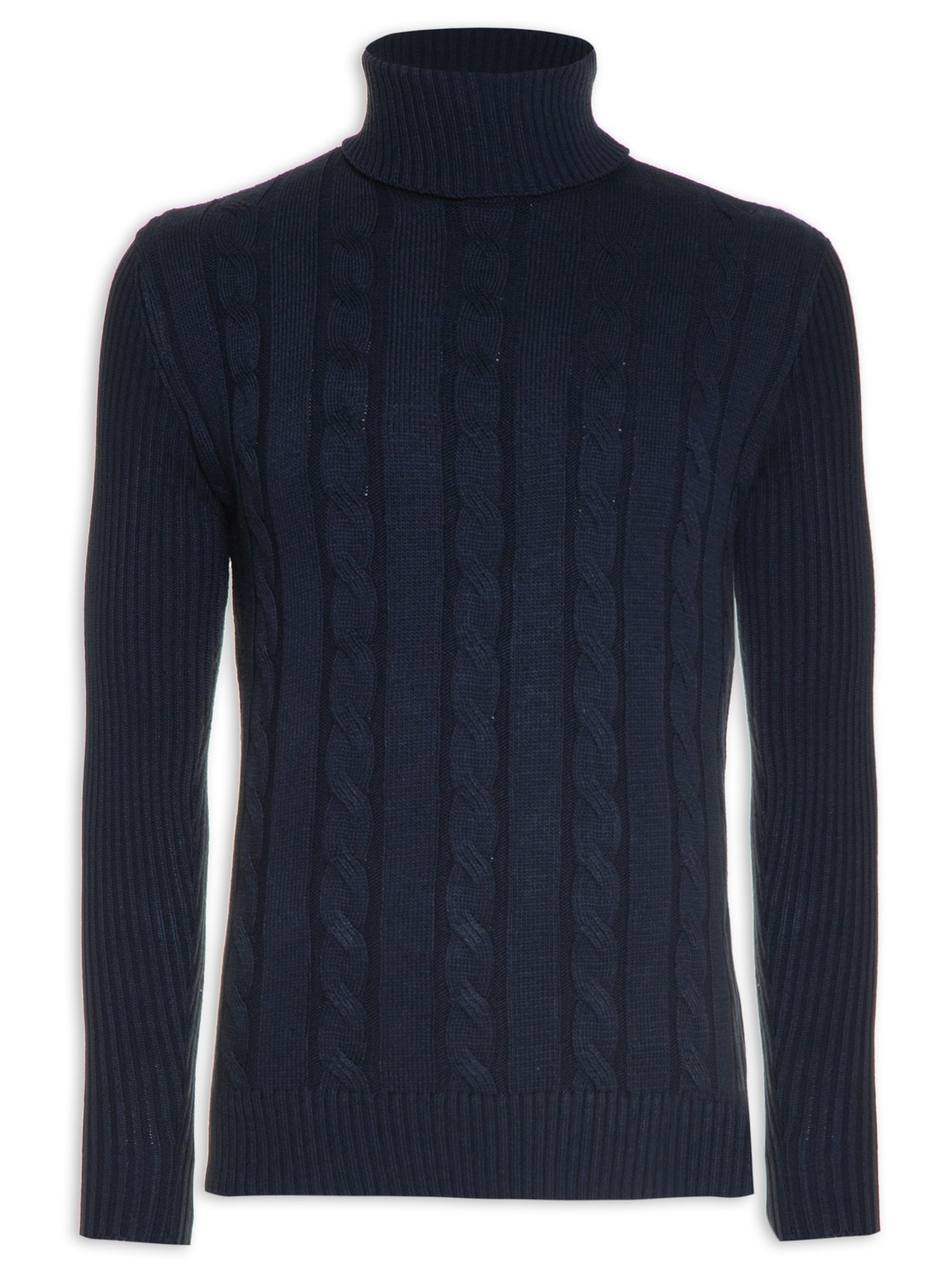 Suéter Masculino Gola Rulê Azul '2 Essential