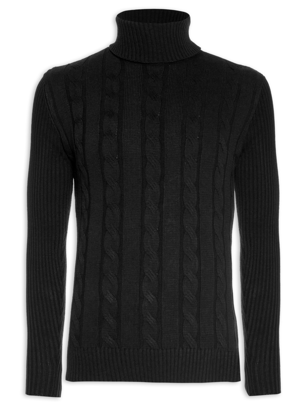 Suéter Masculino Gola Rulê - Preto