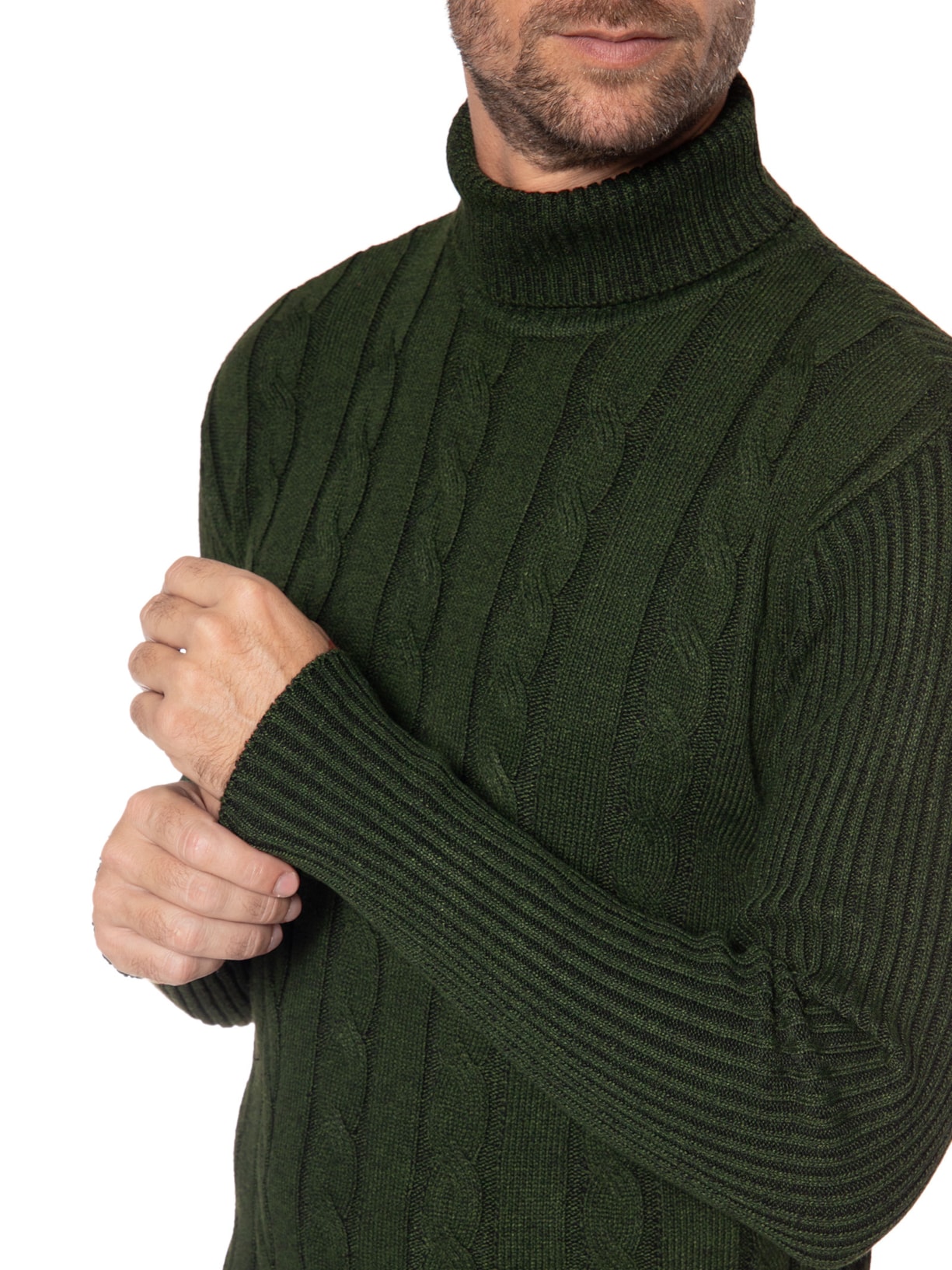 Suéter Masculino Gola Rulê Verde '2 Essential