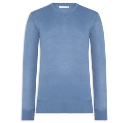 Suéter Masculino Gola V - Azul