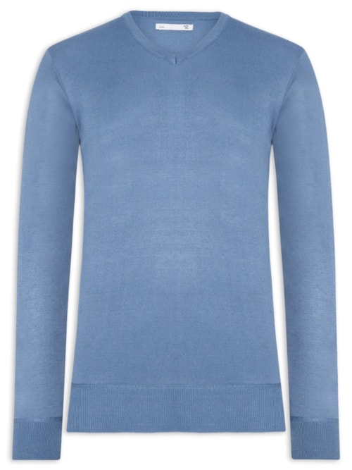 Suéter Masculino Gola V - Azul
