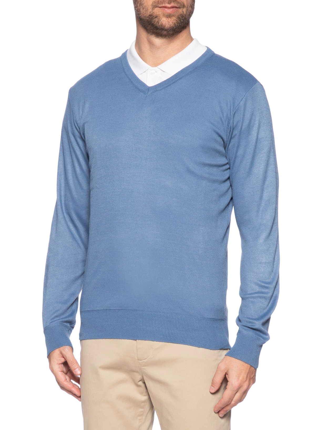 Suéter Masculino Gola V Azul '2 Essential