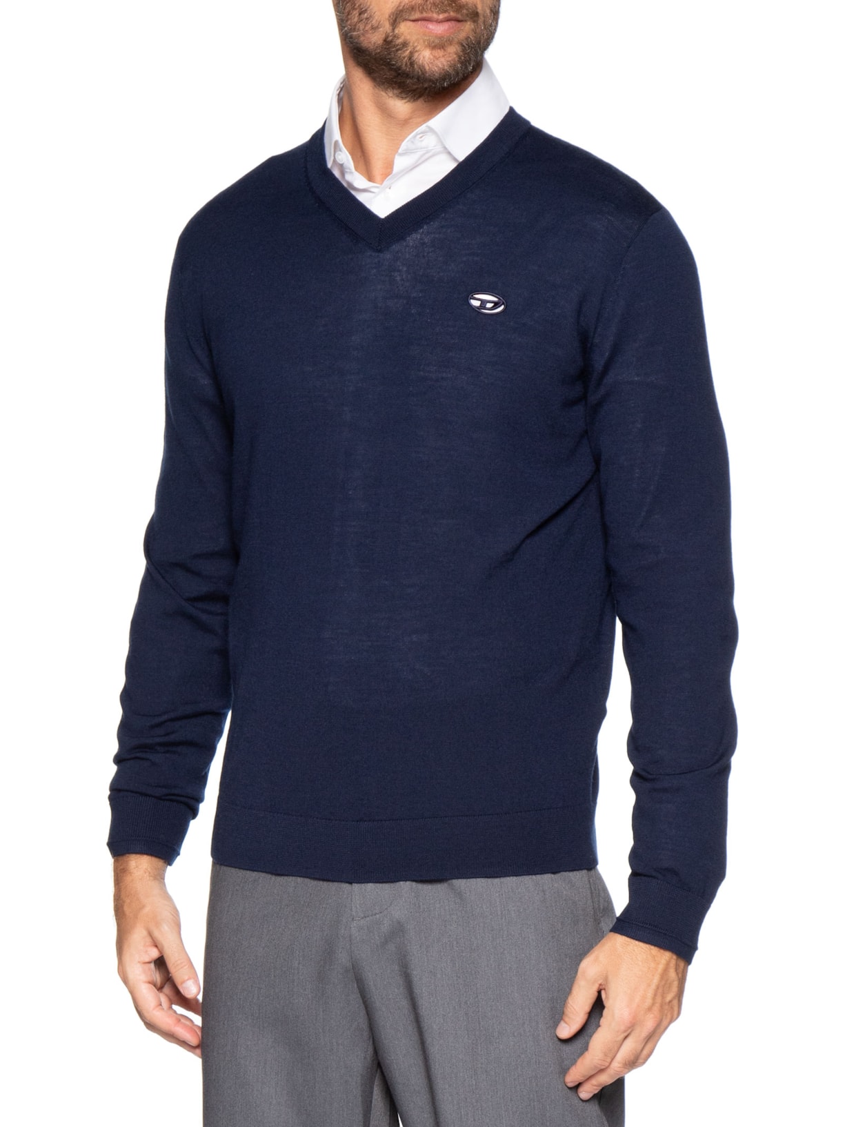 Suéter Masculino Gola V Azul Diesel