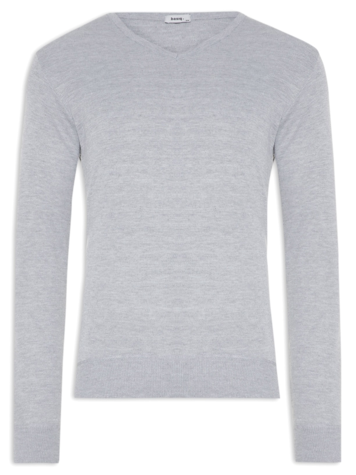 Suéter Masculino Gola V Básico - Cinza
