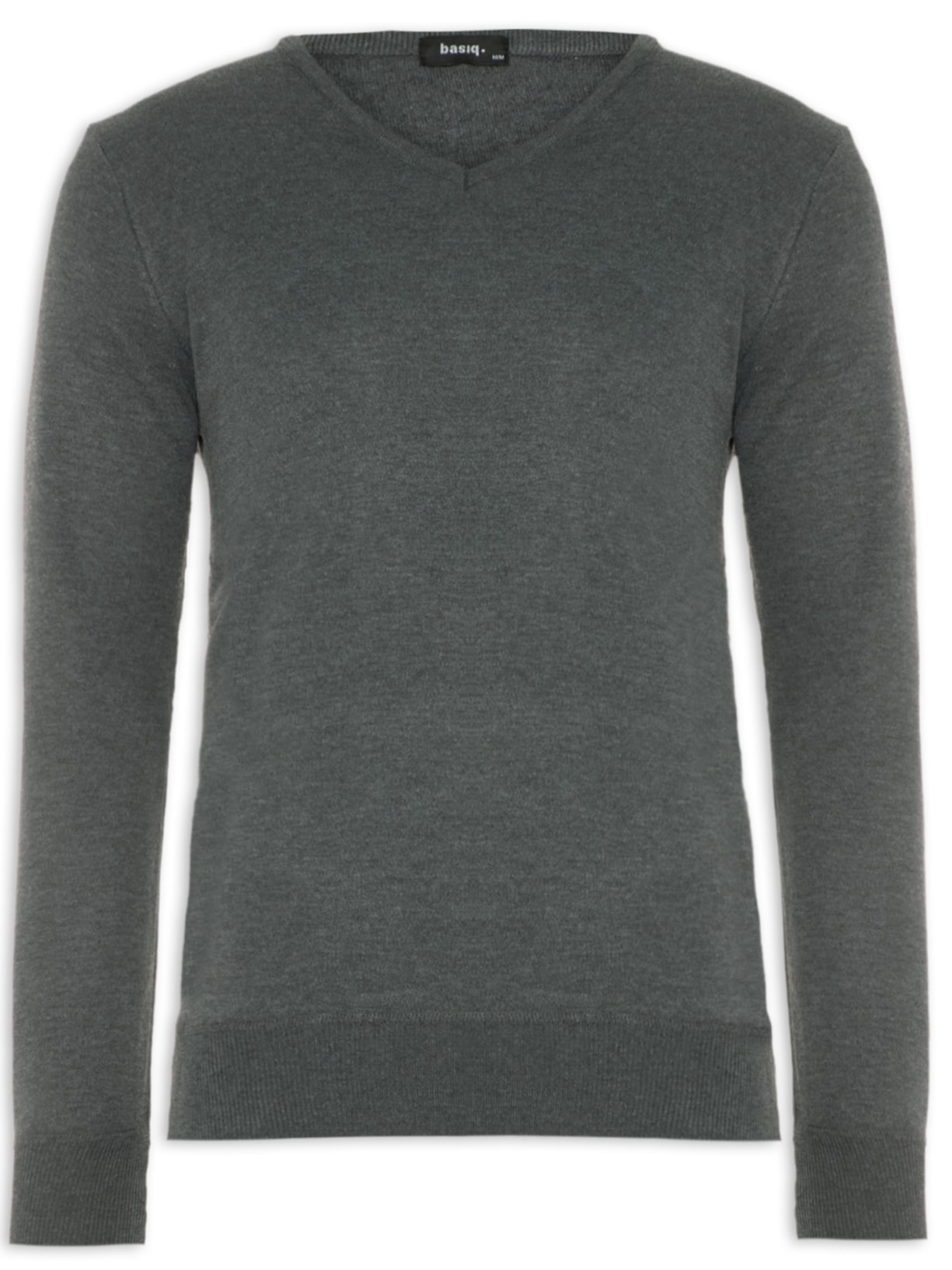 Suéter Masculino Gola V Básico - Cinza