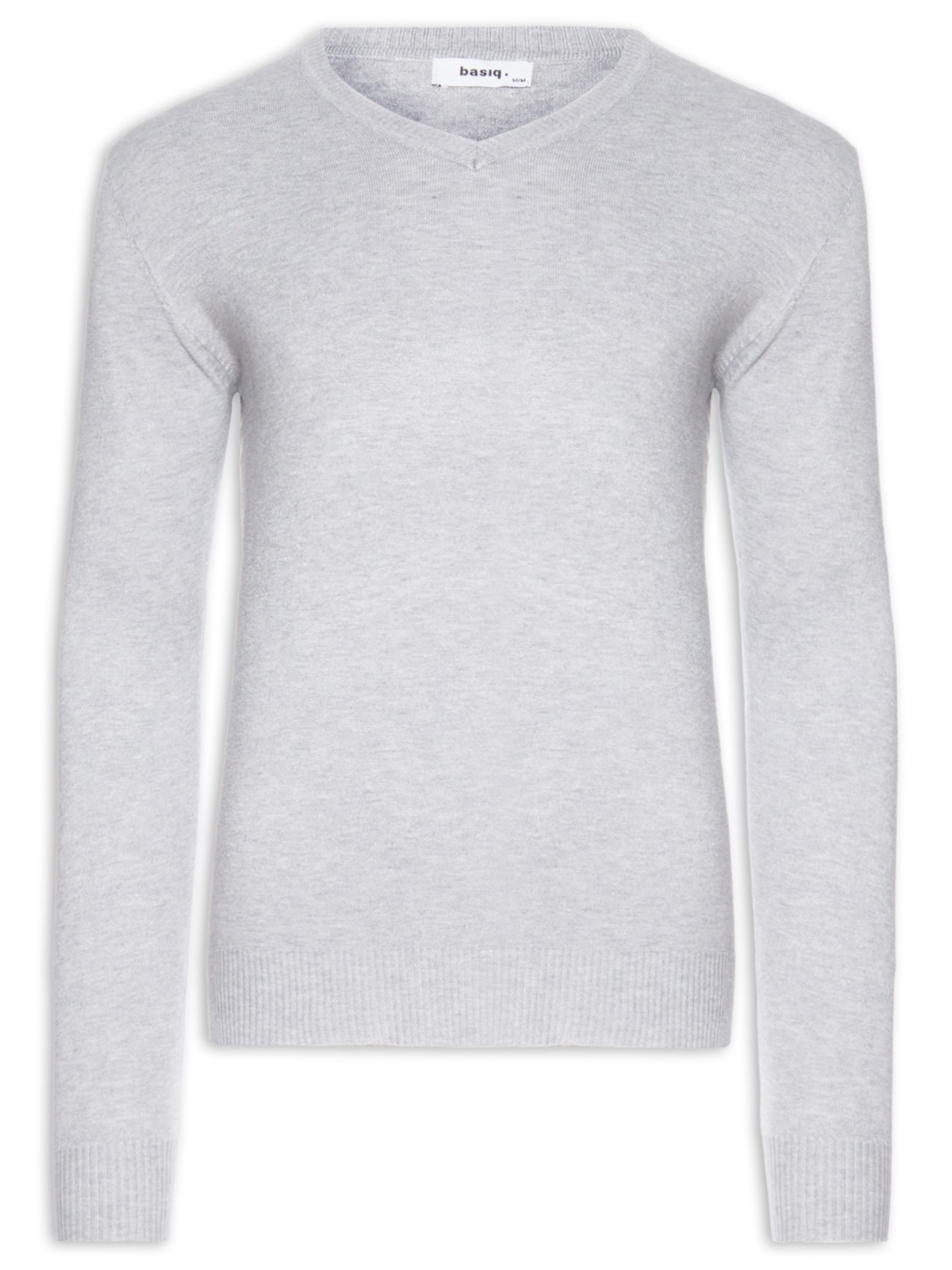 Suéter Masculino Gola V Basico Colors - Cinza