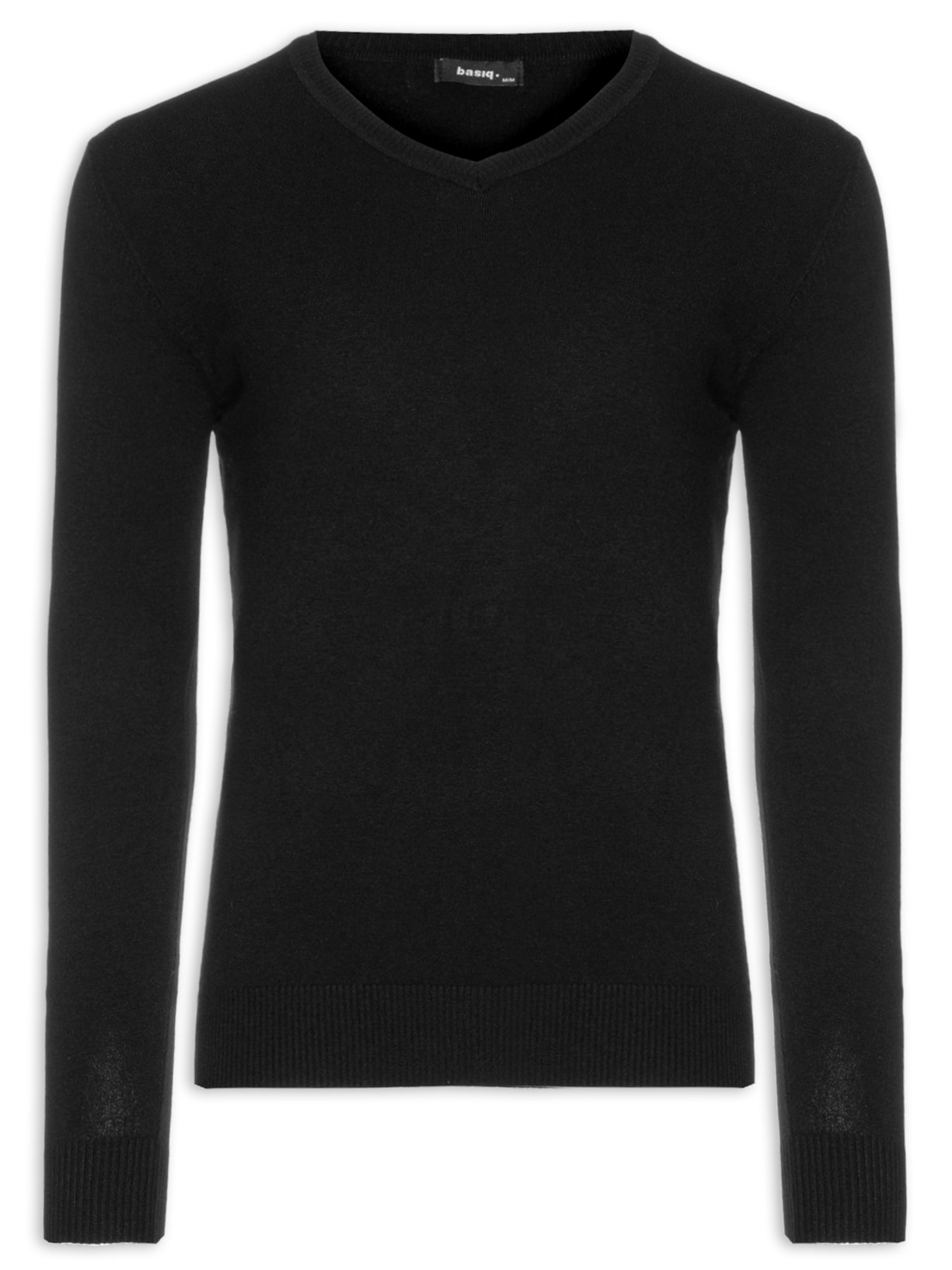 Suéter Masculino Gola V Basico Colors - Preto