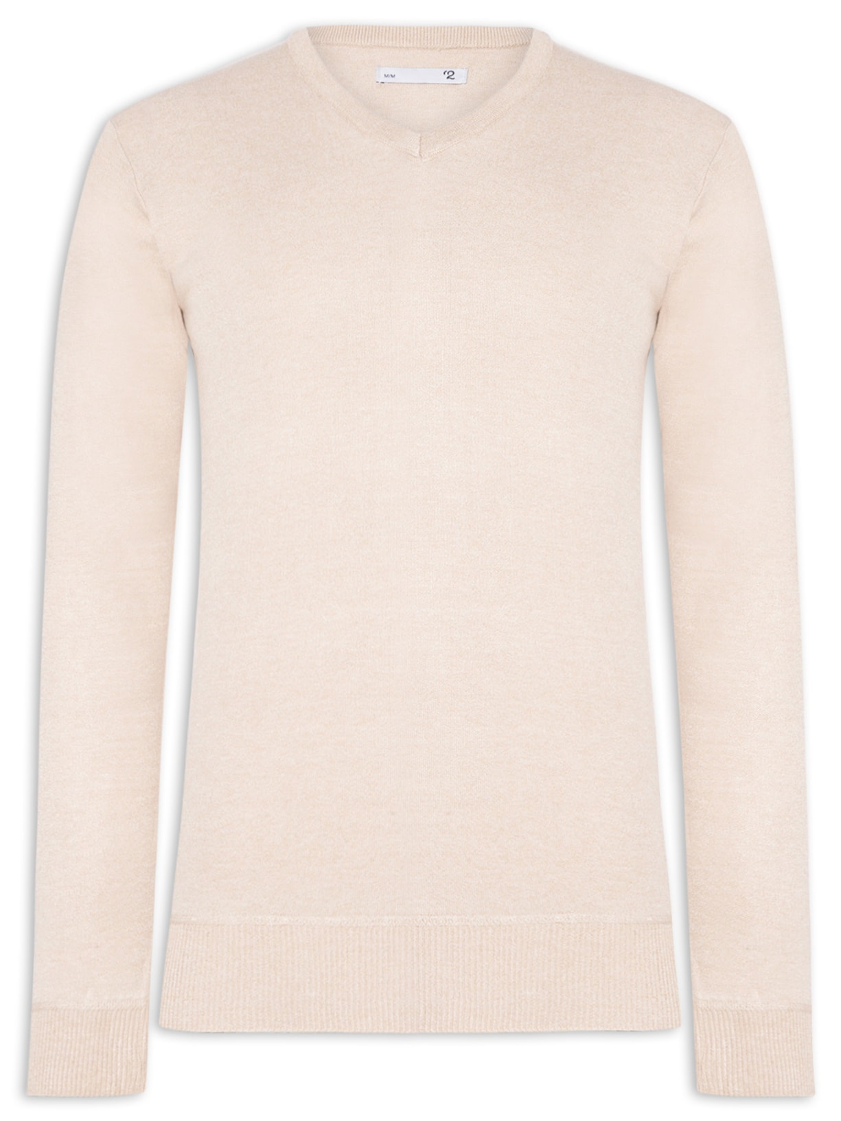 Suéter Masculino Gola V - Bege