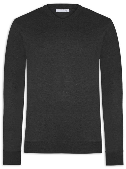 Suéter Masculino Gola V Casual - Preto