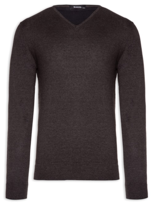 Suéter Masculino Gola V - Cinza
