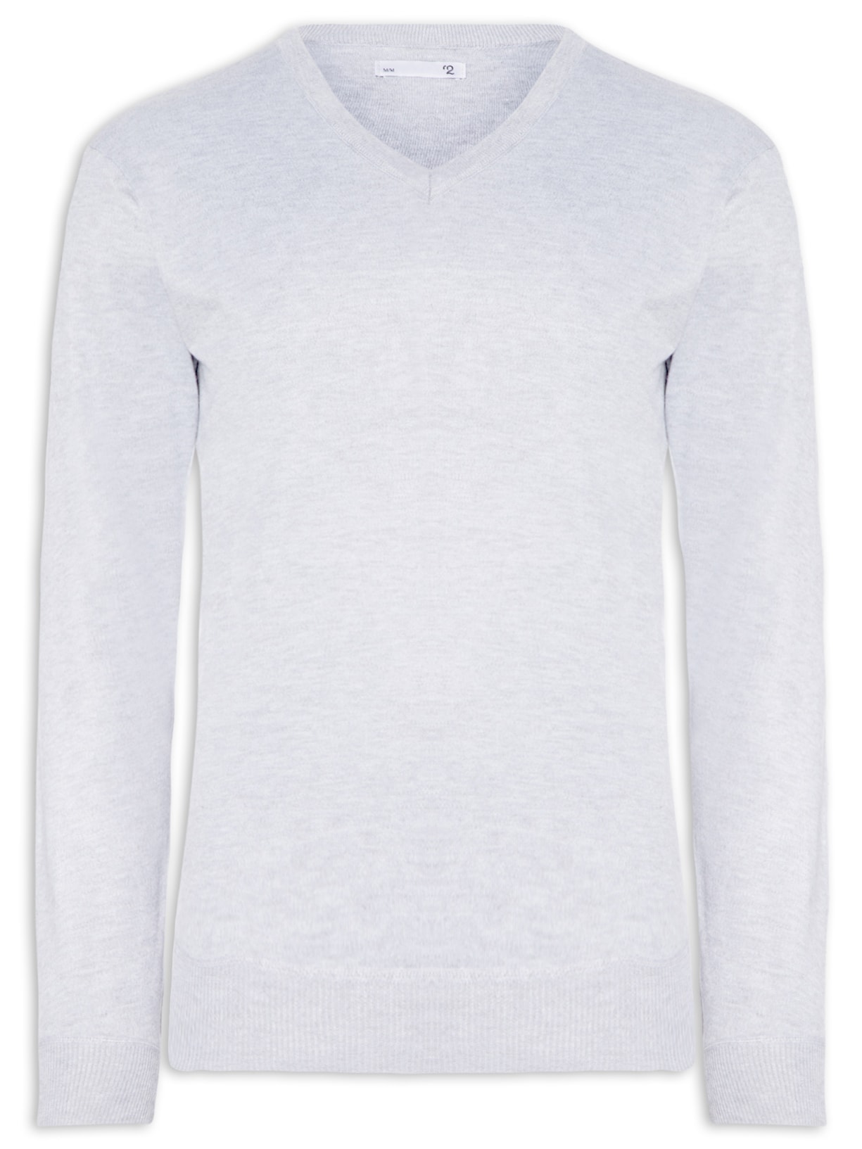 Suéter Masculino Gola V - Cinza