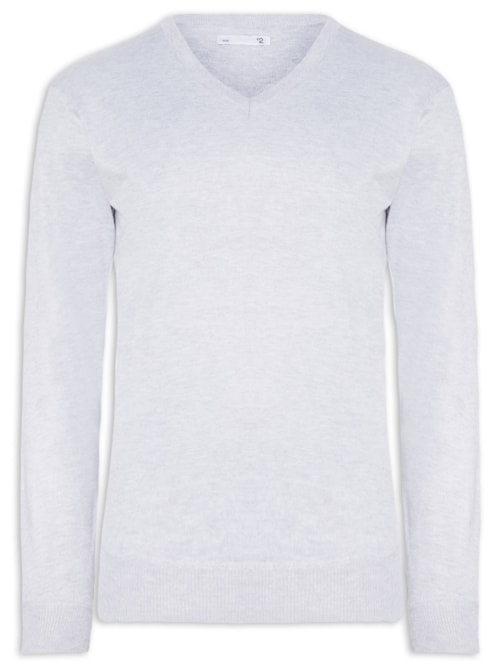 Suéter Masculino Gola V - Cinza