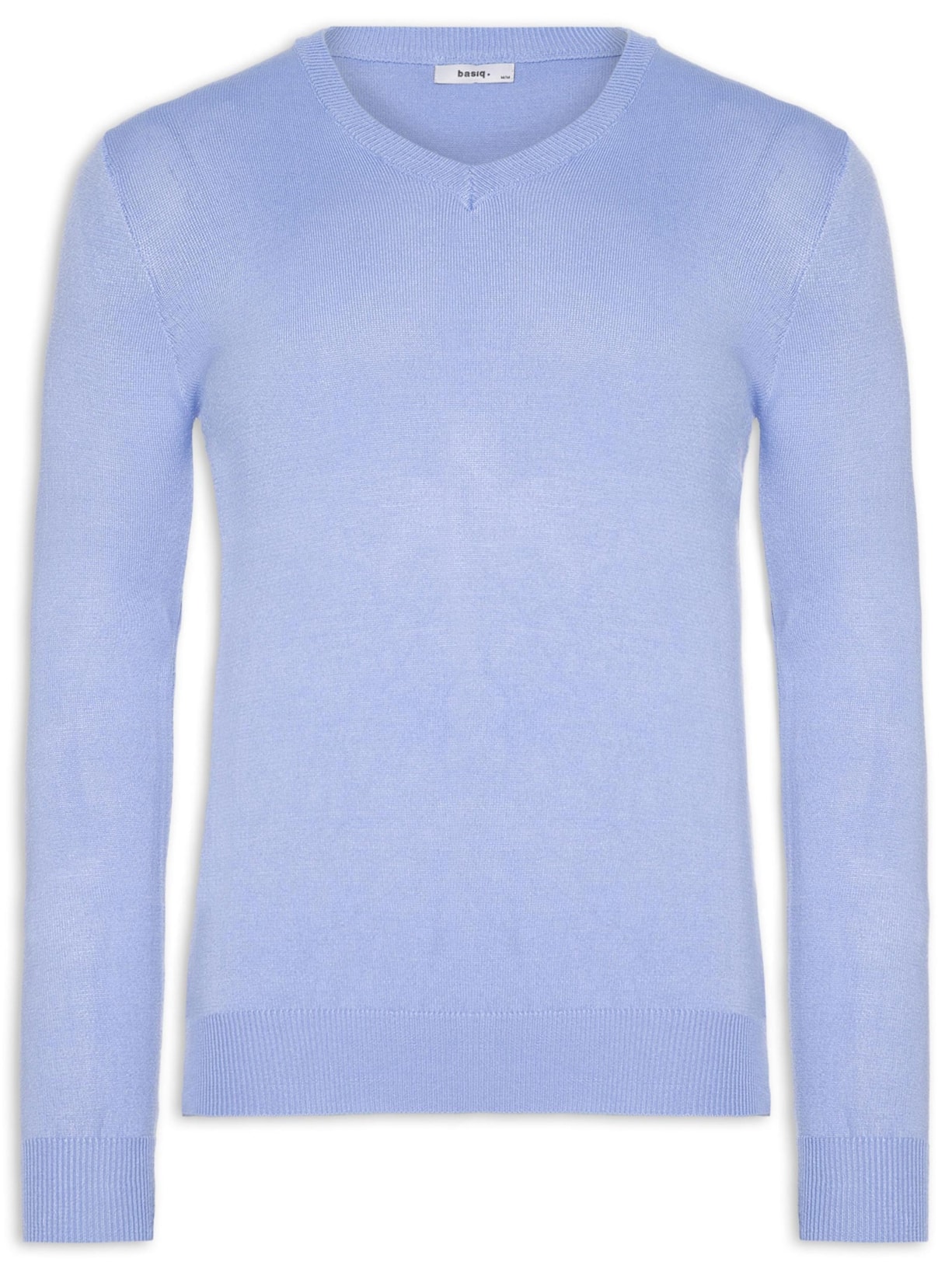 Suéter Masculino Gola V Color Básico Azul Basiq Men