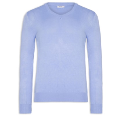 Suéter Masculino Gola V Color Básico - Azul