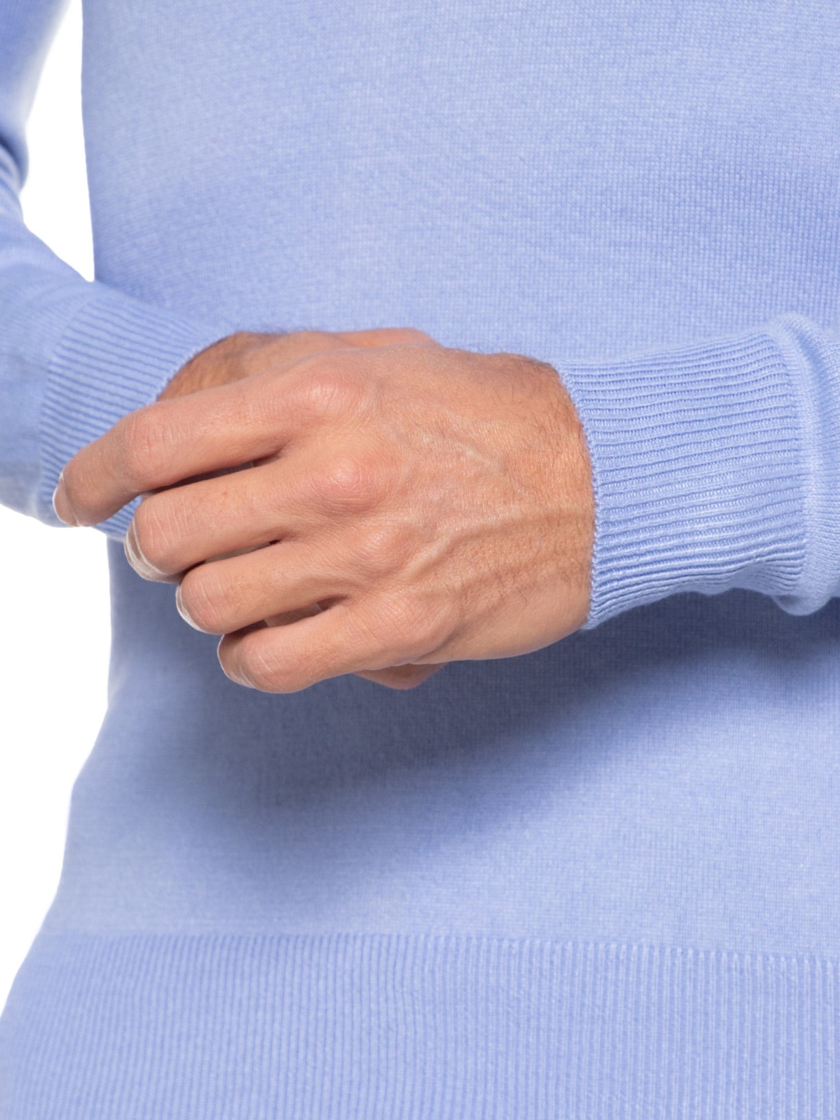 Suéter Masculino Gola V Color Básico Azul Basiq Men