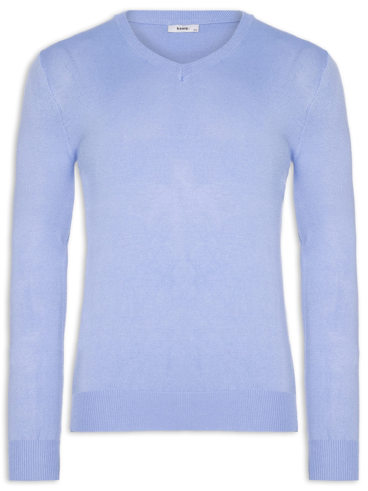 Suéter Masculino Gola V Color Básico - Azul