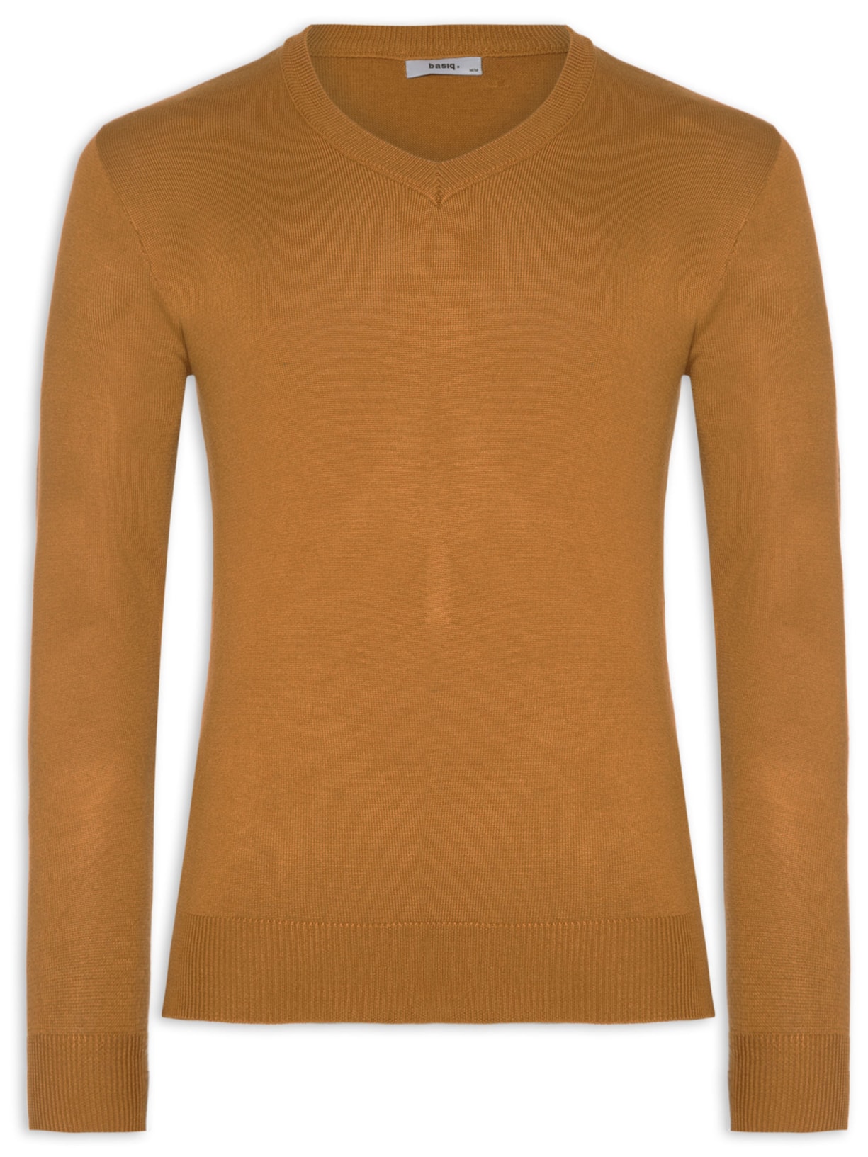 Suéter Masculino Gola V Color Básico Bege  Basiq Men