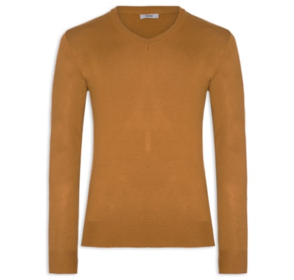 Suéter Masculino Gola V Color Básico - Bege 