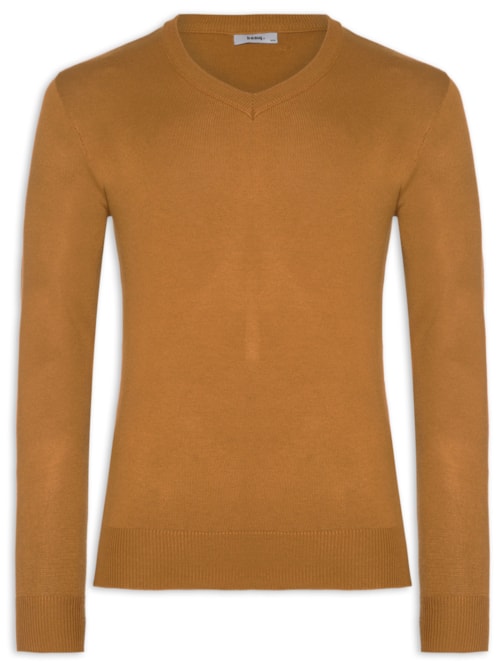 Suéter Masculino Gola V Color Básico - Bege
