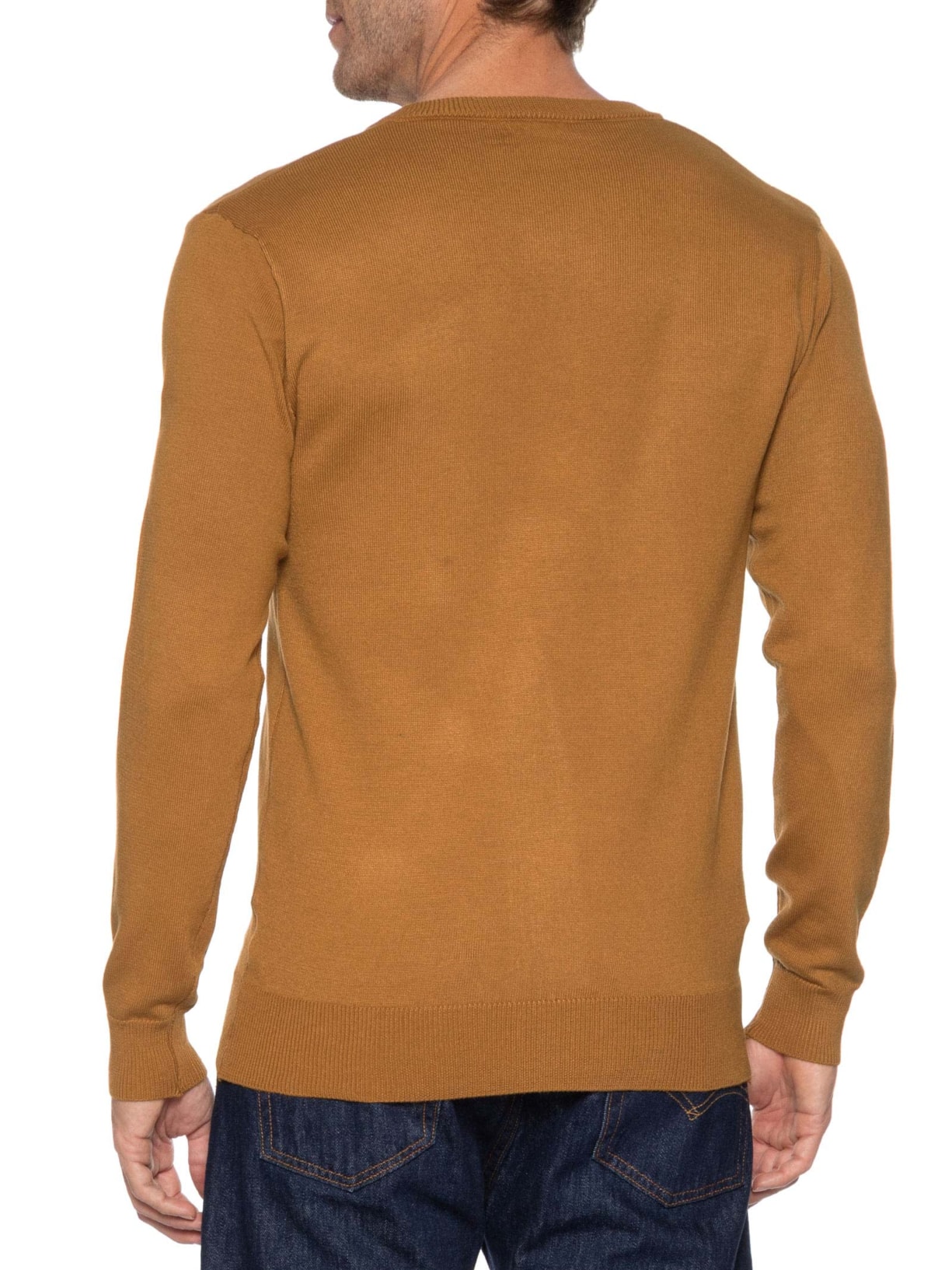 Suéter Masculino Gola V Color Básico Bege  Basiq Men