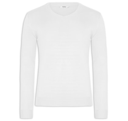 Suéter Masculino Gola V Color Básico - Branco