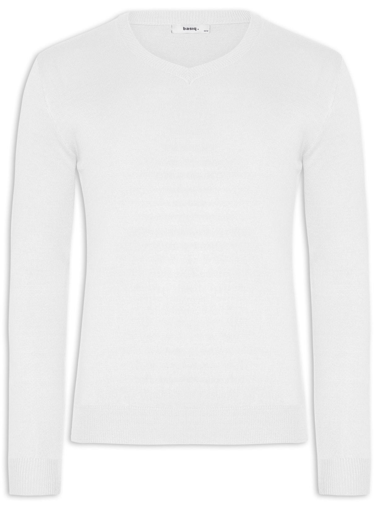 Suéter Masculino Gola V Color Básico - Branco