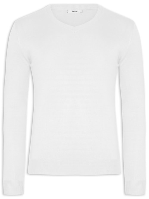 Suéter Masculino Gola V Color Básico - Branco