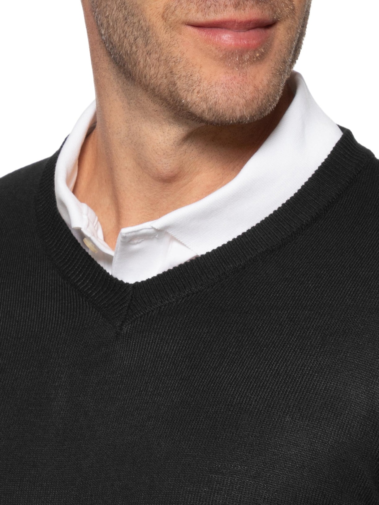 Suéter Masculino Gola V Color Básico Preto Basiq Men