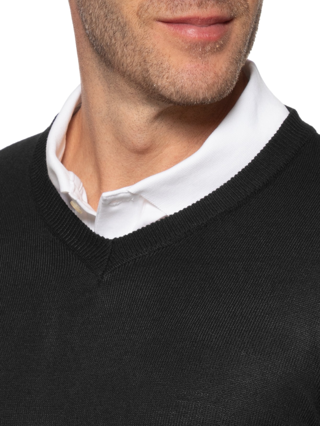 Suéter Masculino Gola V Color Básico Preto Basiq Men