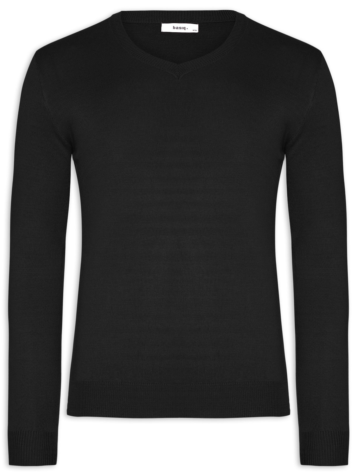 Suéter Masculino Gola V Color Básico - Preto