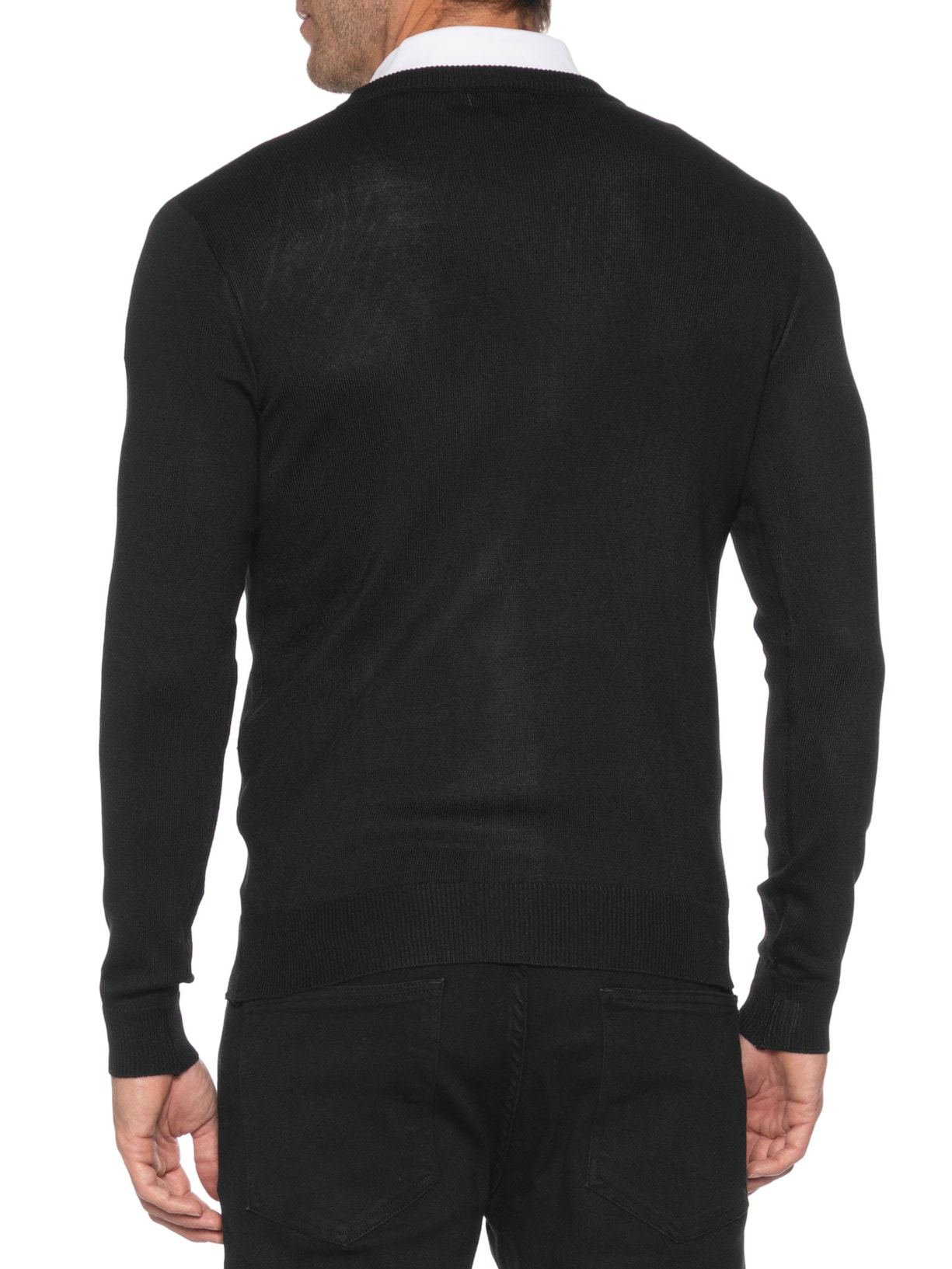 Suéter Masculino Gola V Color Básico Preto Basiq Men