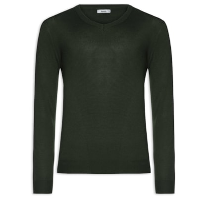 Suéter Masculino Gola V Color Básico - Verde