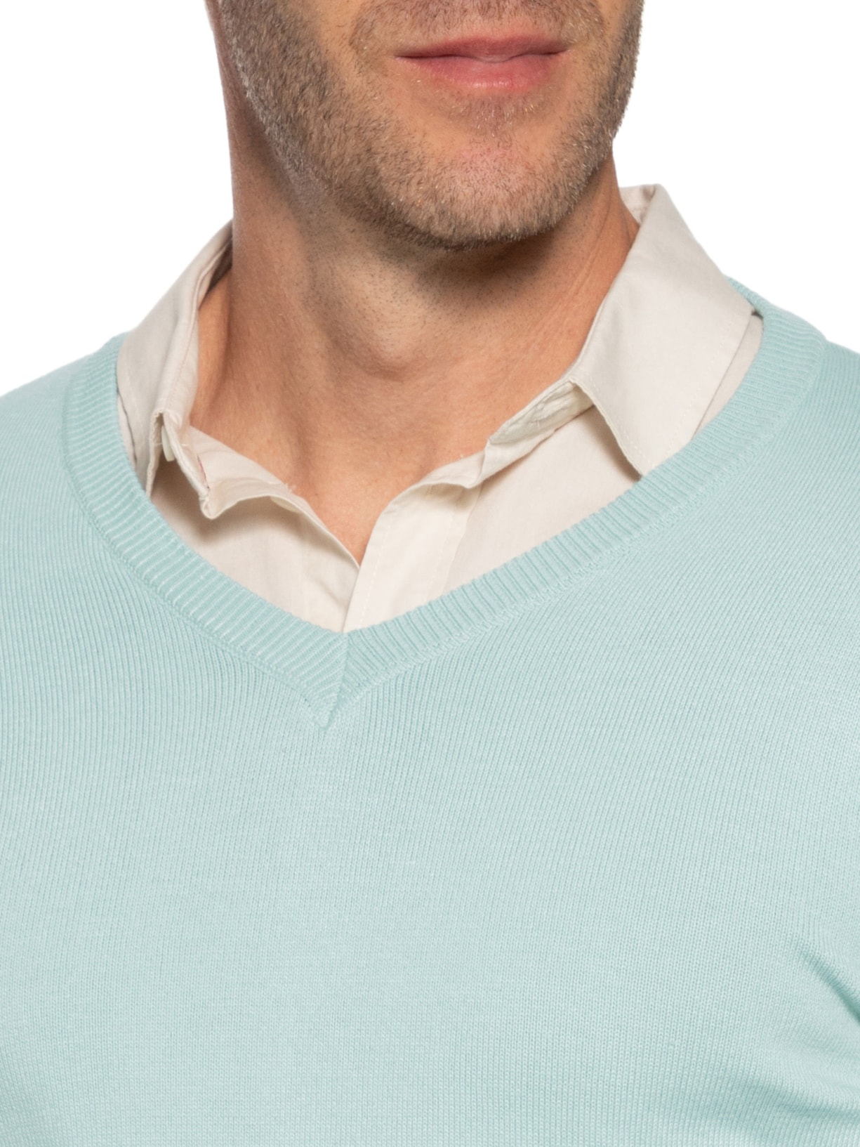 Suéter Masculino Gola V Color Básico Verde Basiq Men