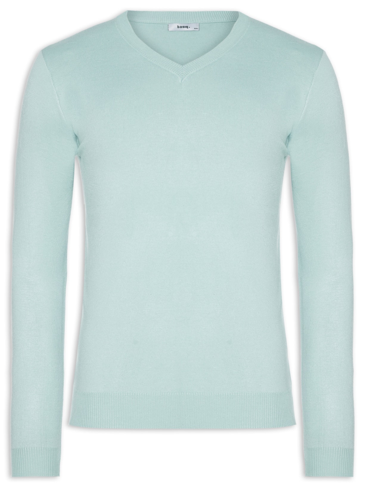 Suéter Masculino Gola V Color Básico Verde Basiq Men