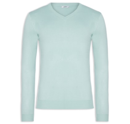 Suéter Masculino Gola V Color Básico - Verde