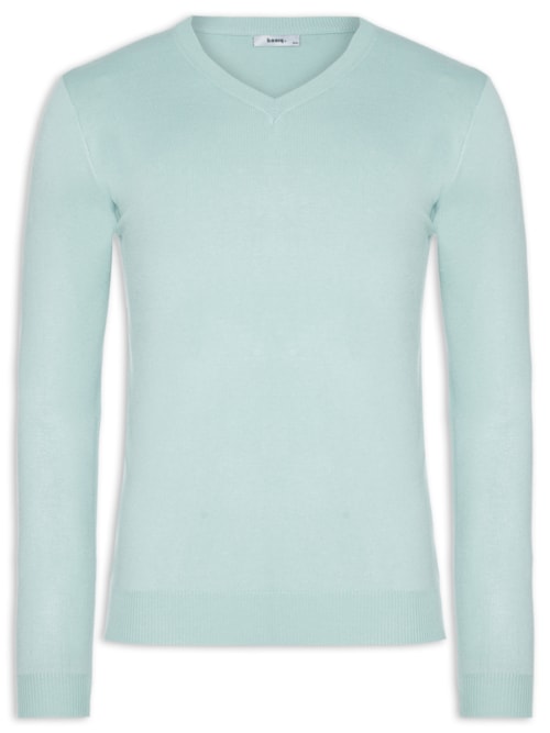 Suéter Masculino Gola V Color Básico - Verde