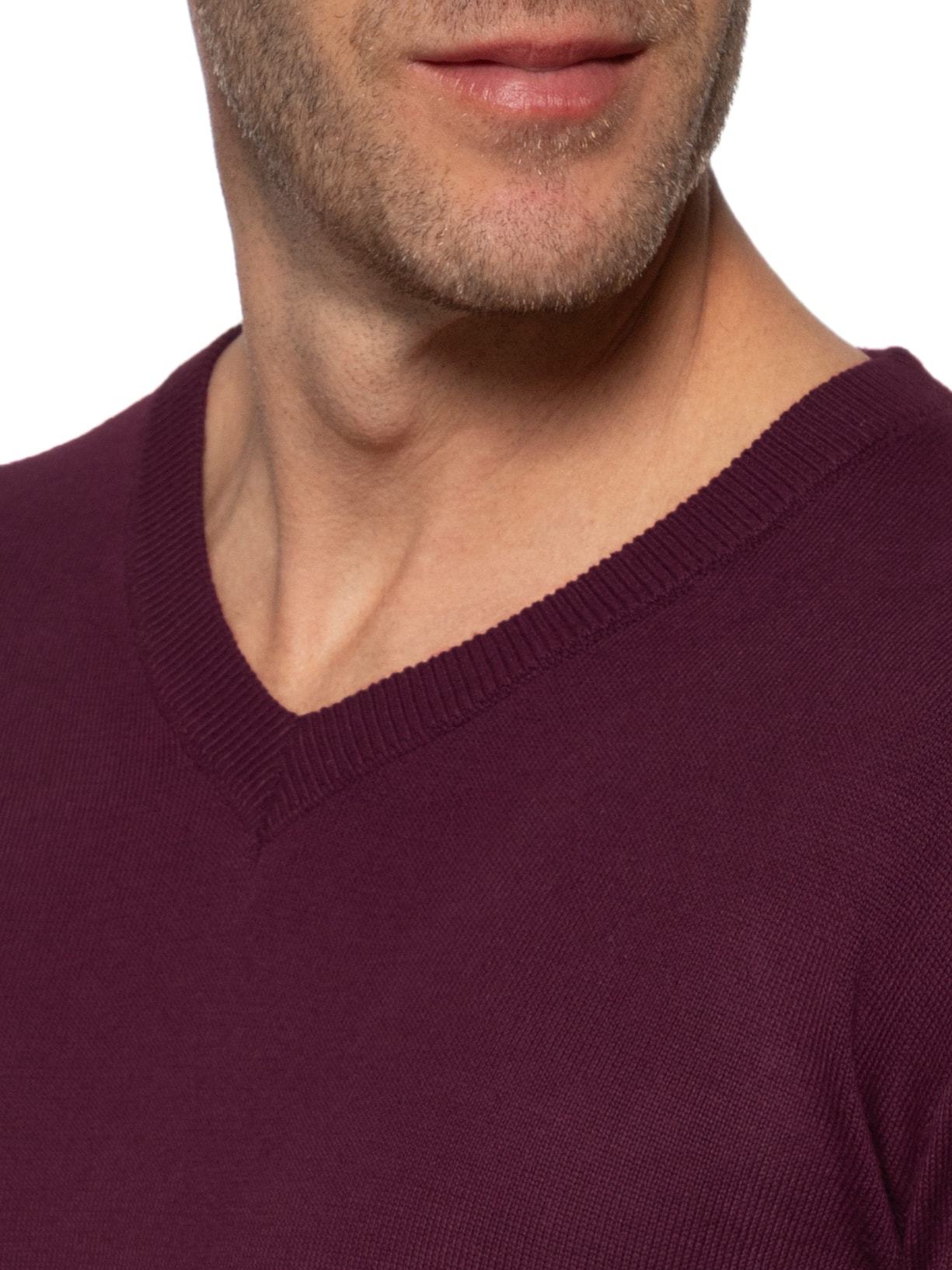 Suéter Masculino Gola V Color Básico Vermelho Basiq Men