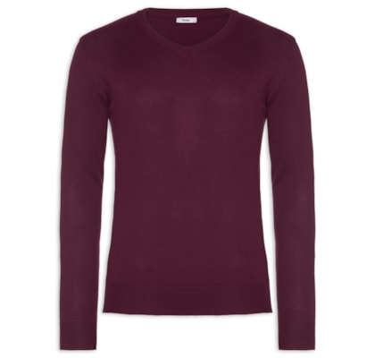 Suéter Masculino Gola V Color Básico - Vermelho