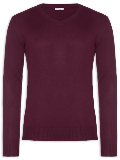 Suéter Masculino Gola V Color Básico - Vermelho