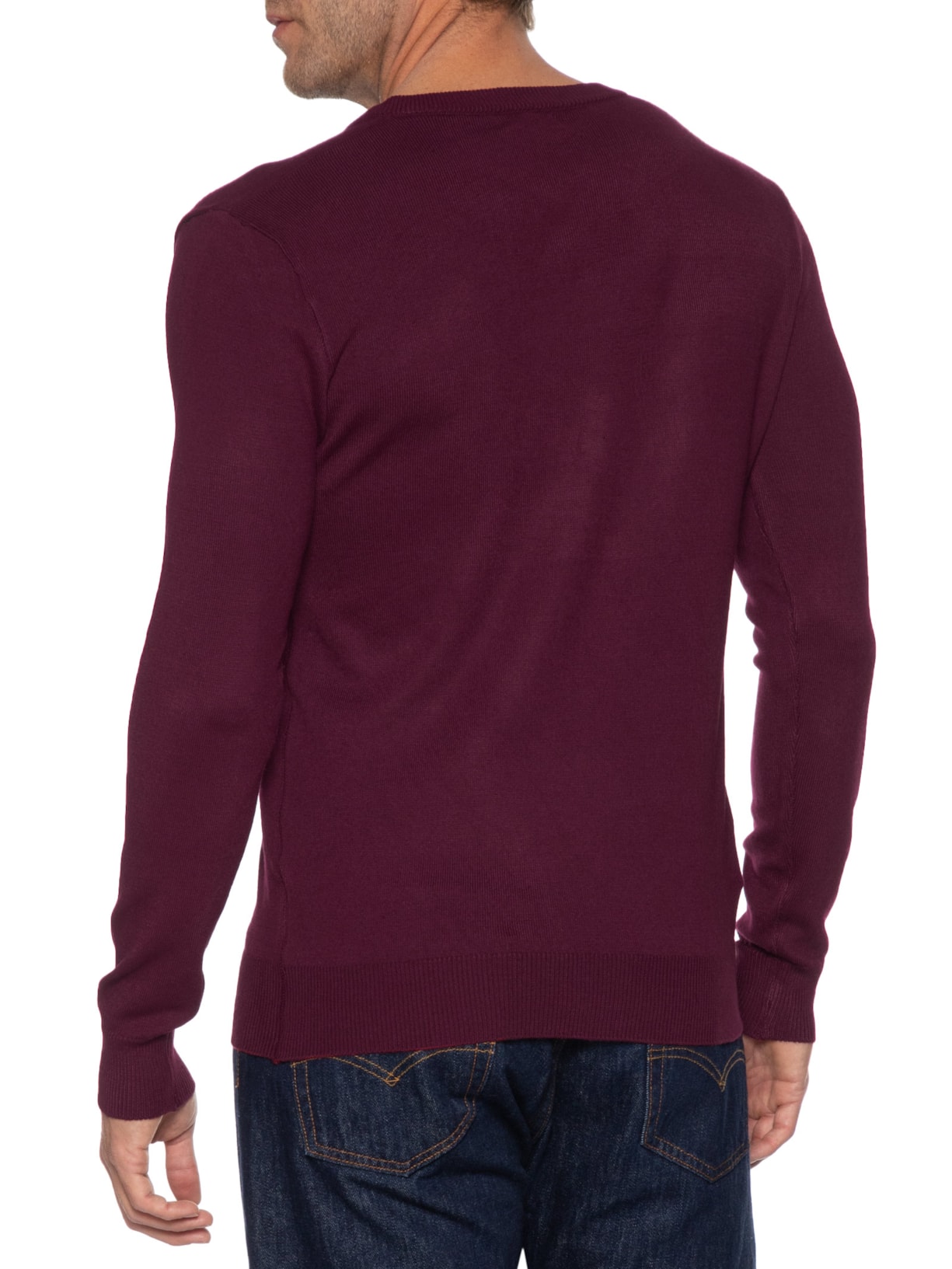 Suéter Masculino Gola V Color Básico Vermelho Basiq Men