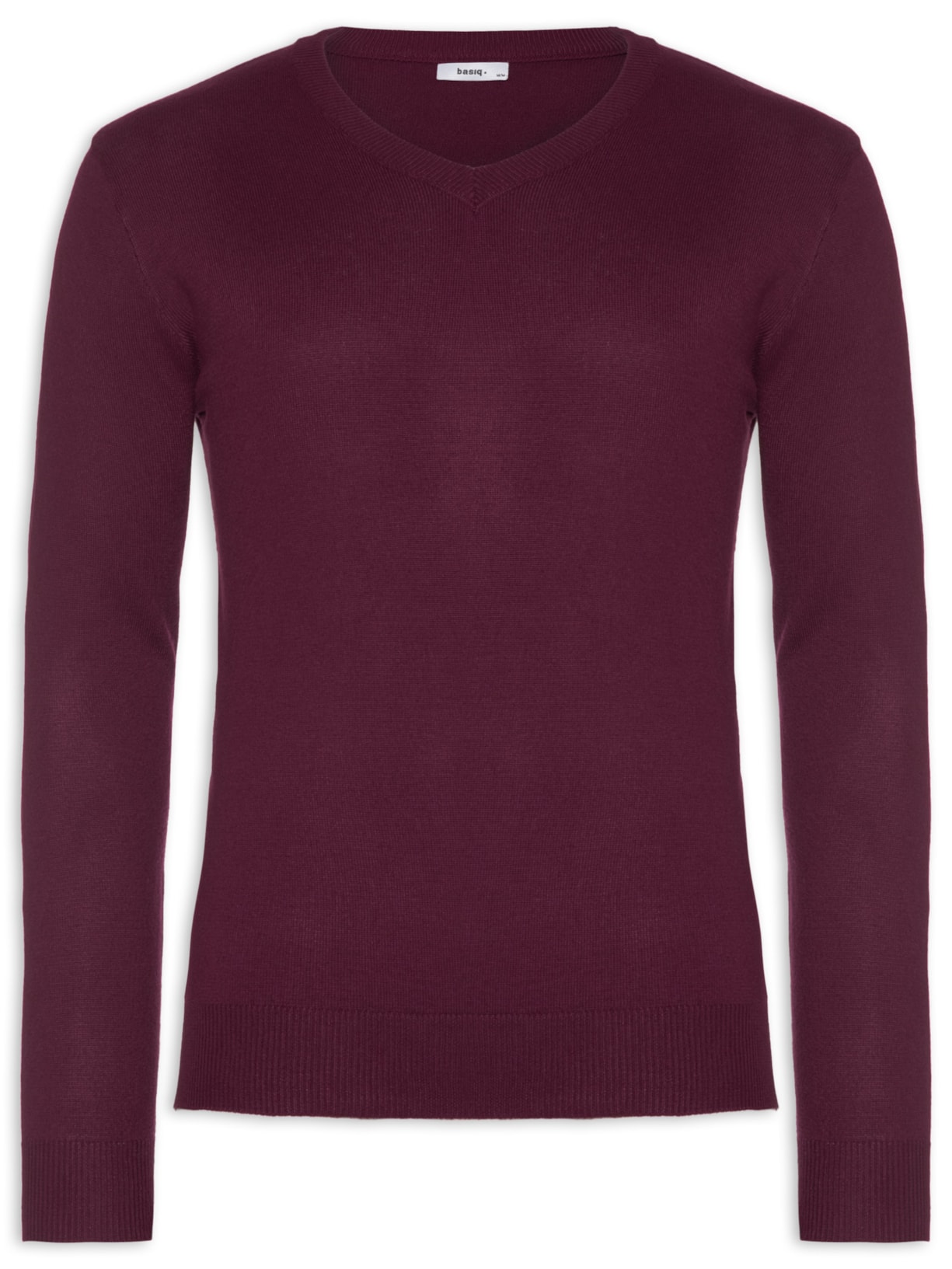Suéter Masculino Gola V Color Básico Vermelho Basiq Men