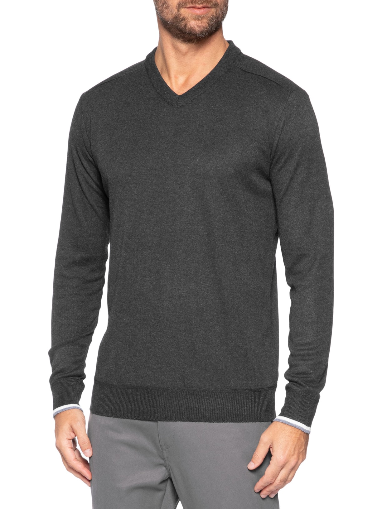 Suéter Masculino Gola V Detalhe Ombro Preto '2 Essential